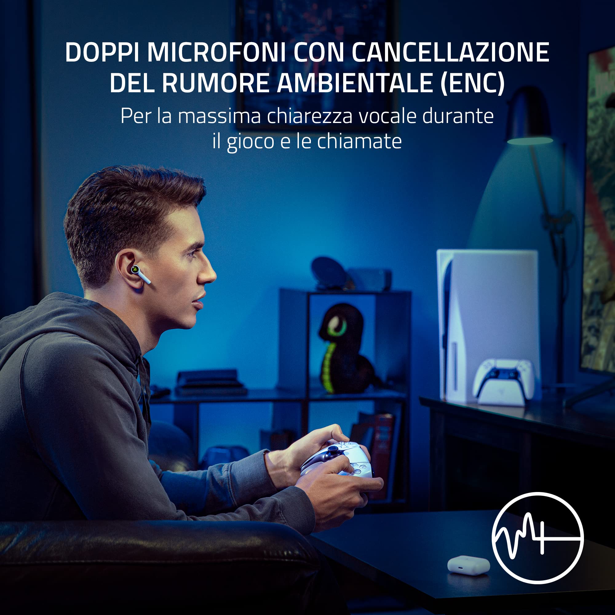Razer Hammerhead HyperSpeed - Auricolari wireless da gaming multipiattaperma per PlayStation (HyperSpeed Wireless, ANC, Bluetooth 5.2, Con Razer Chroma RGB) Blanco