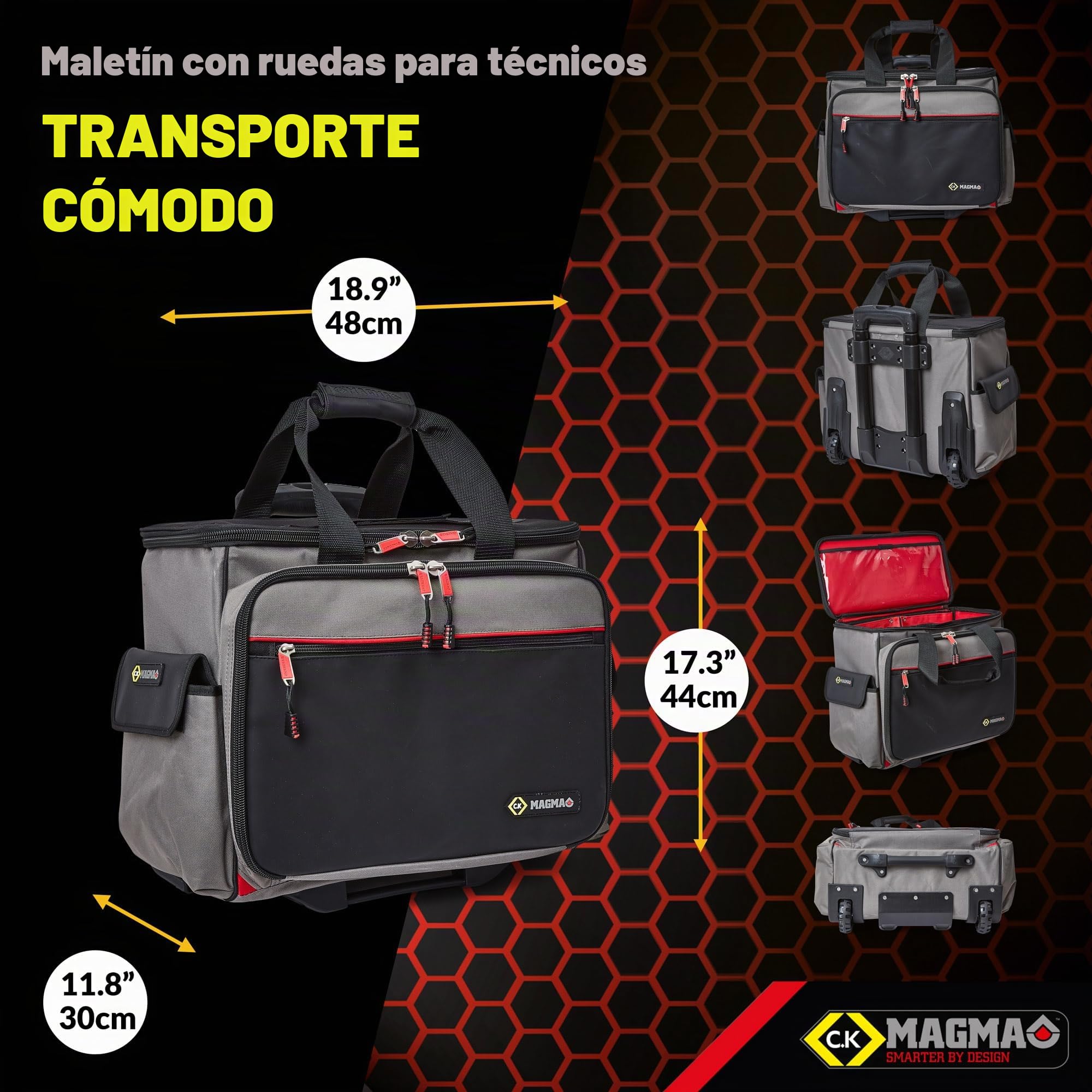 C.K Magma MA2650 - Maletín de herramientas vacío con ruedas, maletín de herramientas para técnico y fácil transporte