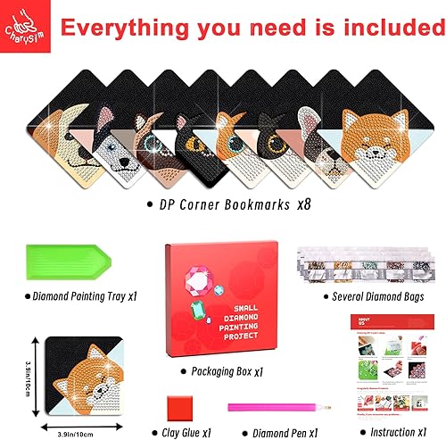 Miniatura 8 de Juego de 8 marcadores de esquina con diseño de diamantes para adultos, pintura de diamantes, para adultos, marcadores para manualidades, gema de