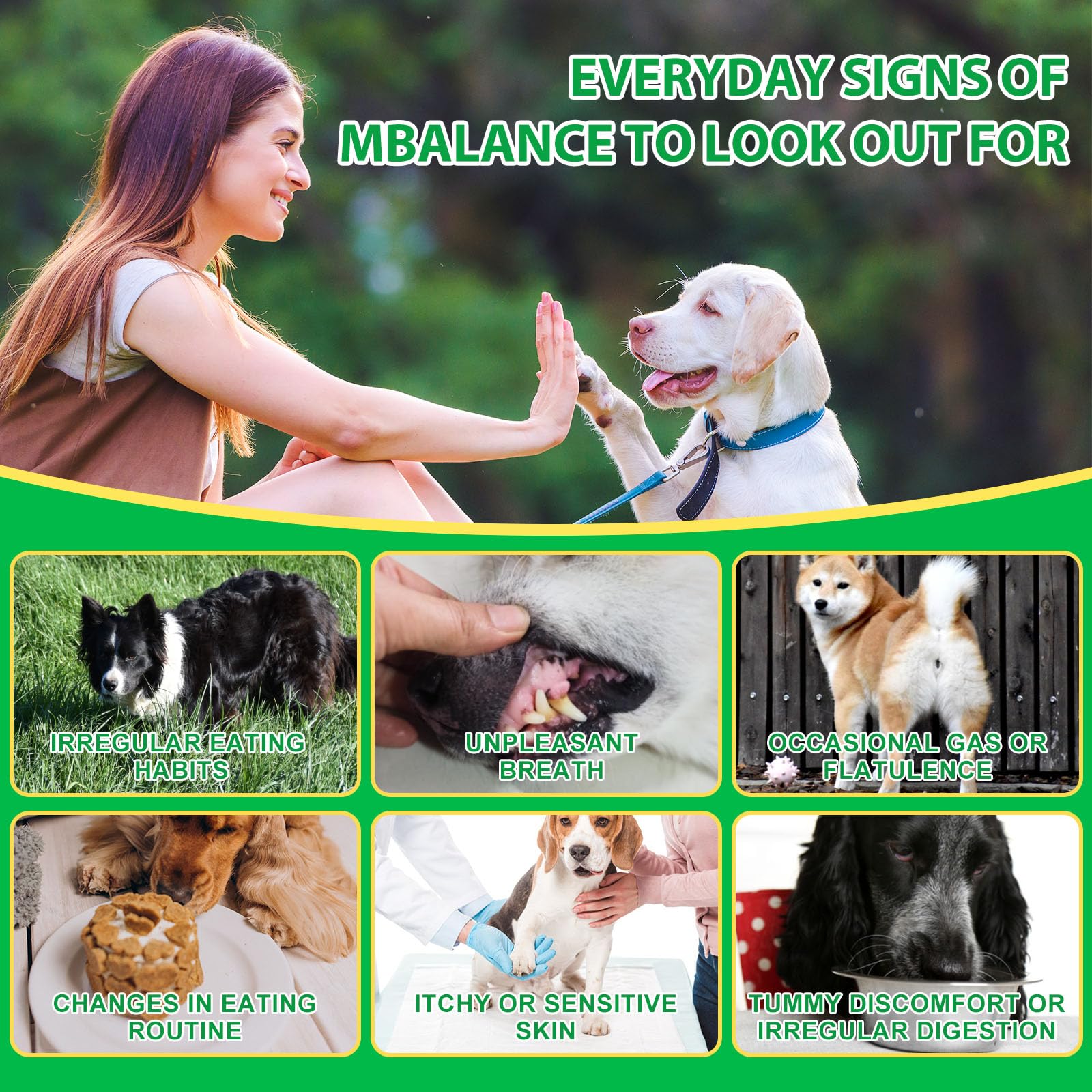 Probiotici per Cani - Masticatori Probiotici per la salute dell'intestino, Prurito Cutaneo, Diarrea - Masticatori per il Supporto Digestivo e il Sollievo Dalle Allergie Dei Cani con Enzimi
