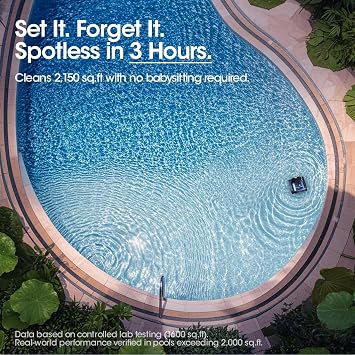 Cordless Robotic Pool Vacuum, Pool Cleaner with Track Drive & Sonar Navigation, 180W Brushless Motor, Wall & Waterline Climbing, 150-Min Runtime, for Inground & Above-Ground Pools up to 2150 Sq. Ft.