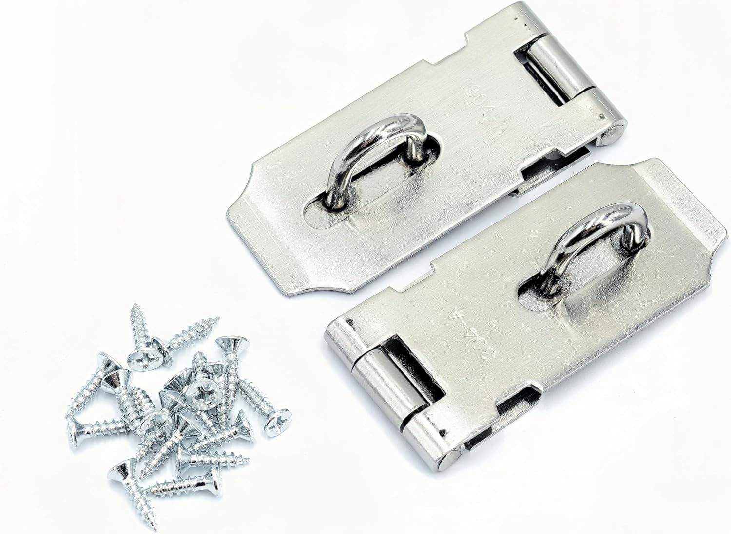 Padlock Latch Lock, 3 Inch Stainless Steel Gate Latch,Door Lock Hasp Latch with Screws, Door Locks for Bedrooms Shed Cabinet 2 Pack