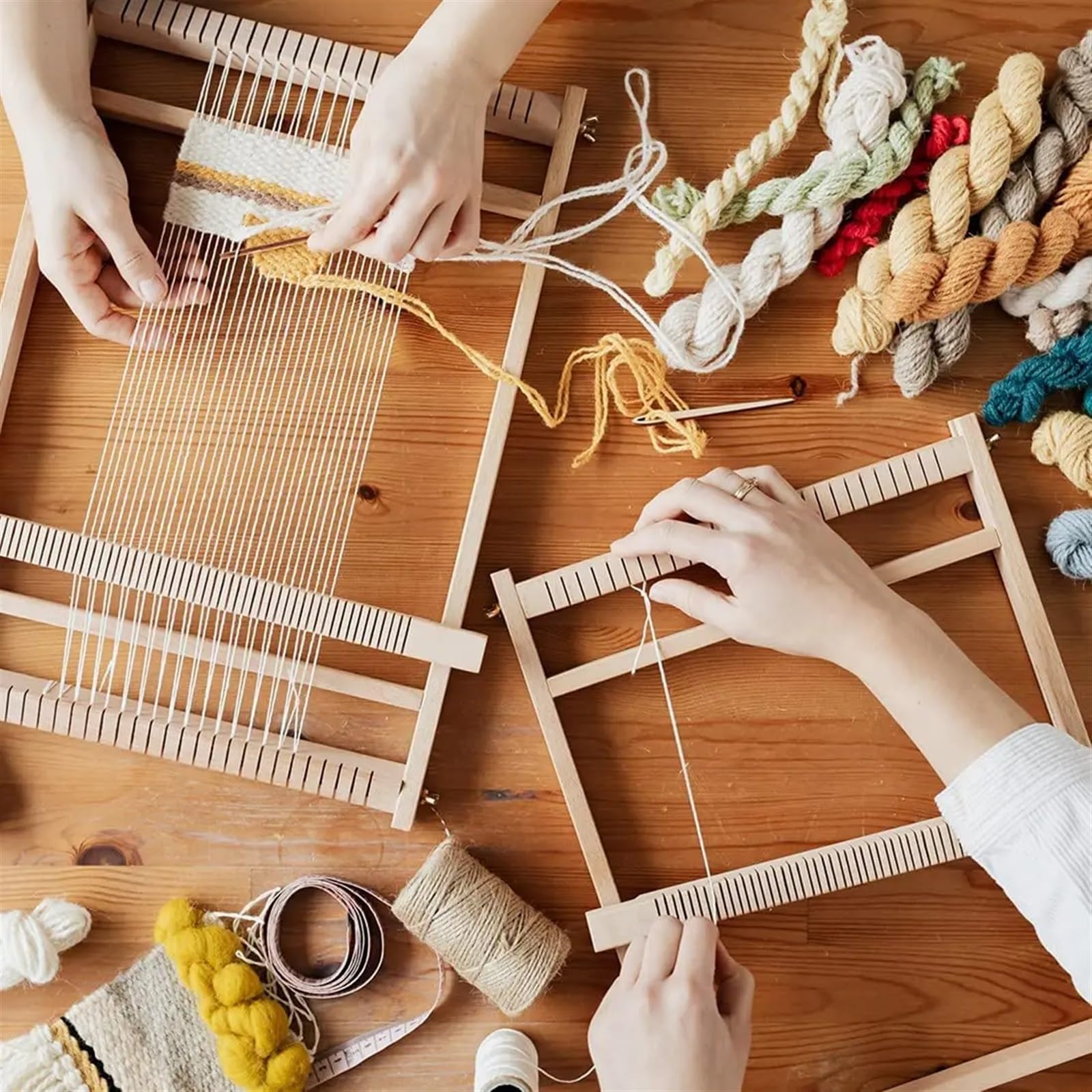 Webrahmen Aus Holz Holz Gobelin Webstuhl Kit Webstühle Handgestrickte Maschine DIY Woven Set Nähmaschine Home Winken Zubehör Handgemachte Haken