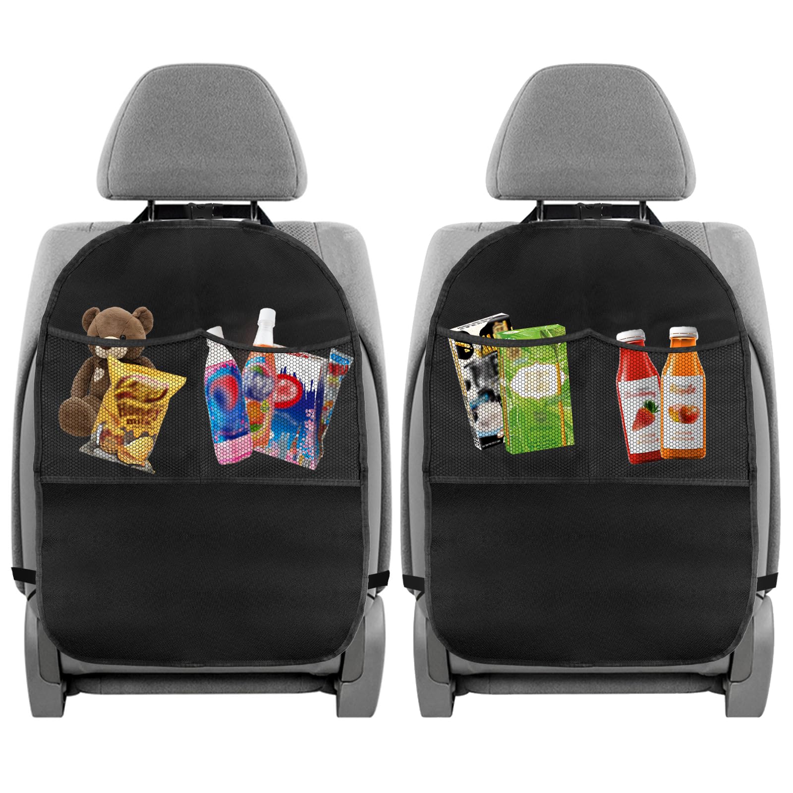 2 Stück Auto Rückenlehnenschutz mit 2 Großen Taschen zum Aufbewahren Autositz Rückenlehnenschutz Schmutzabweisend und Wasserabweisend zum Aufbewahren von Kindersachen und zum Sauberhalten des Autos