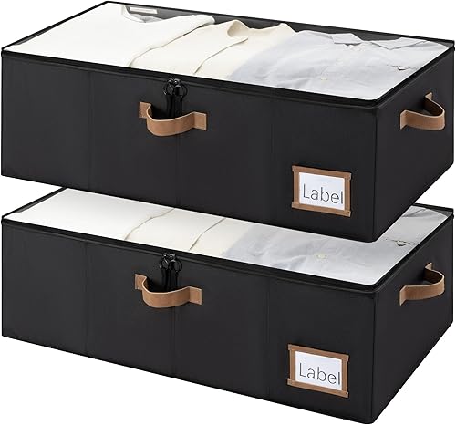 Vista 9 de StorageWorks Almacenamiento debajo de la cama con ruedas, contenedores de almacenamiento debajo de la cama de 10 pulgadas con tapa, organizador