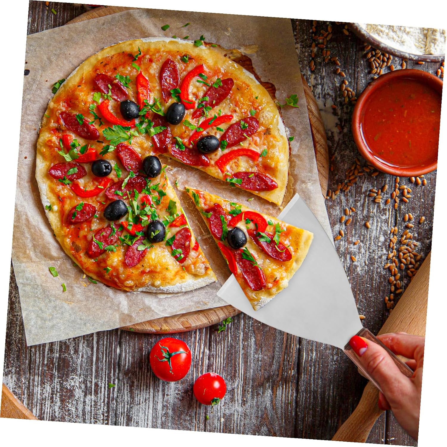 NUOBESTY Stainless Steel BBQ Cooking Shovel Set with Handles Heavy-Duty Outdoor Barbecue Tool Kit for Grilling and Home Cooking Utensils for Versatile BBQ and Grill Accessories