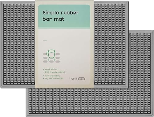 Miniatura 1 de Paquete de 2 tapetes de bar, tapetes de secado de herramientas de bar para el hogar, juego de bar de 18 x 12 pulgadas (gris) para bares, campamento