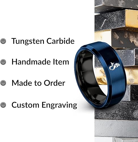 Miniatura 6 de Regalo para abanico de sirena Anillo de sirena pulido pulido aniversario de boda tungsteno oro amarillo negro plata azul 0.315 in Banda