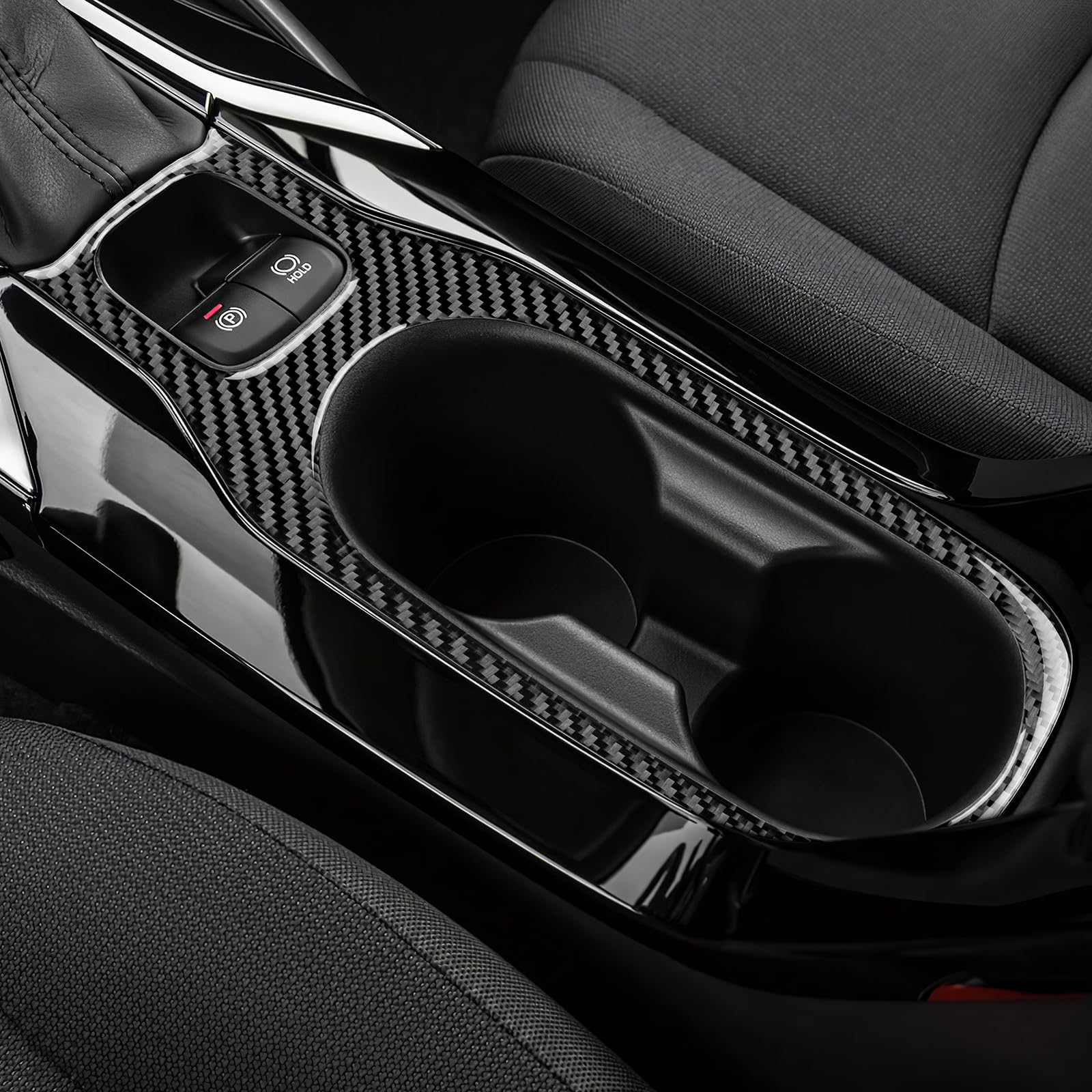KUNGKIC Fibra de carbono Coche Taza Agua Marco Portavasos Panel Adhesivo Interior Decorativo Compatible con Toyota Corolla 2019 2020 2021 2022 Accesorios Negro
