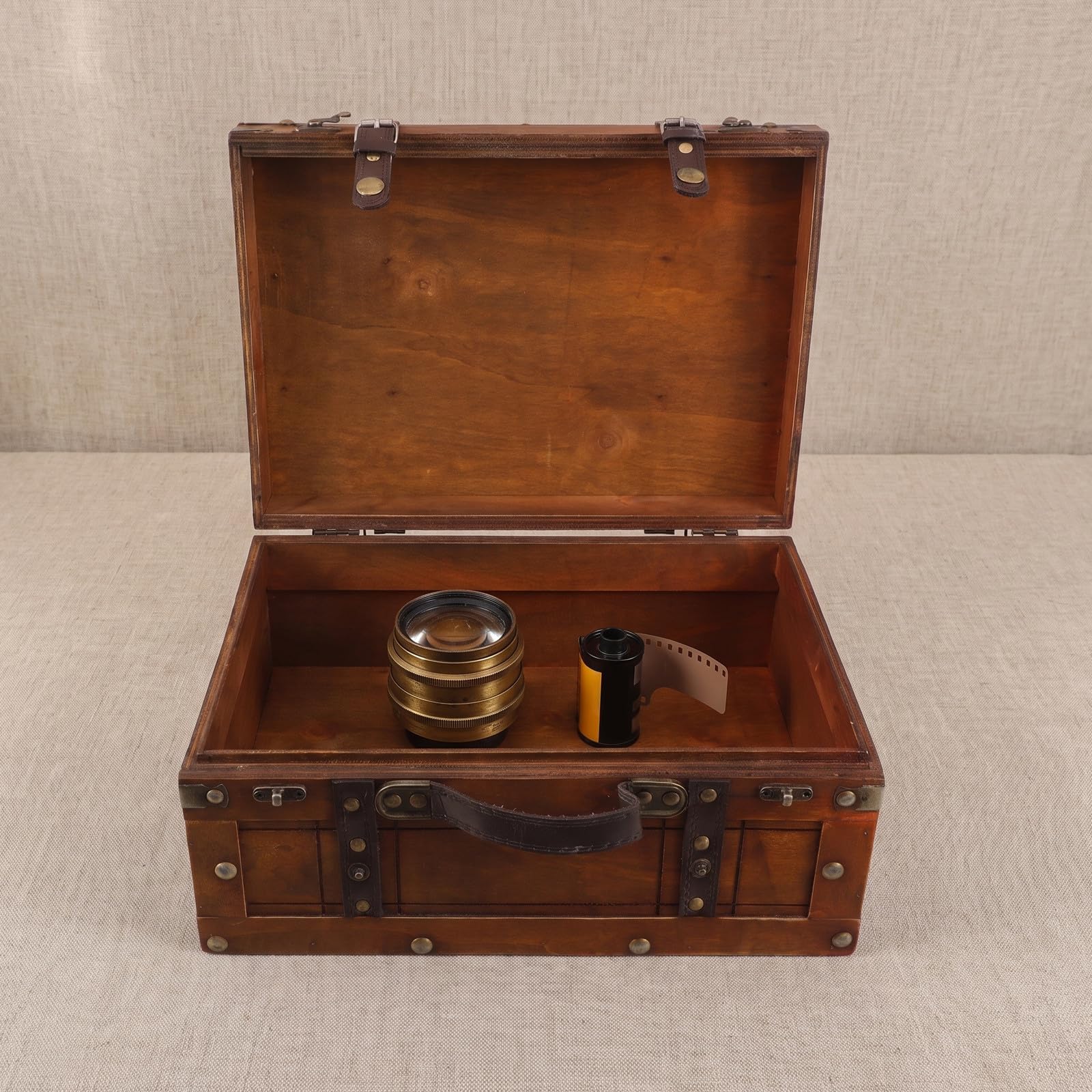 Unomor Baule Portatile in Legno Retrò con Chiusura Antica e Manico