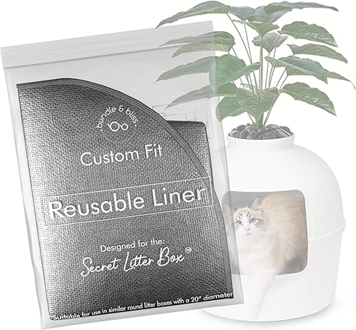 Reusable Litter Box Liners by Bundle & Bliss, 3-Pack - Easy to Clean, Non-Slip Litter Liners For Secret Litter Box - Durable Design, Waterproof,
