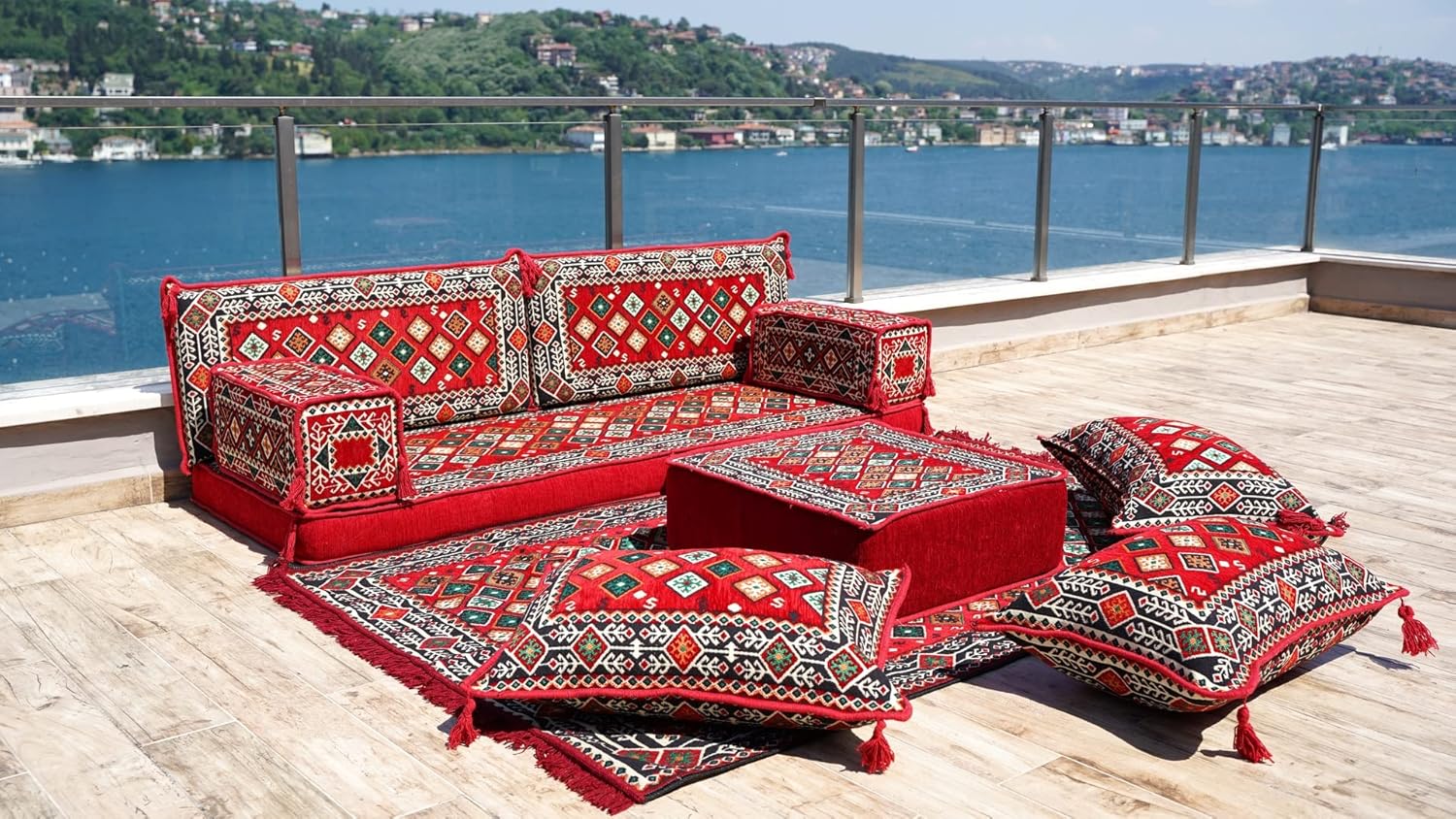 Arabic Floor Sofas, Moroccan Rug, Arabic Jalsa, Sectional Sofa, Oriental Sofa, Moroccan Floor Cushions, Loveseat Sofas (8'' Thickness Sofa, Sofa Full Set, Yellow)