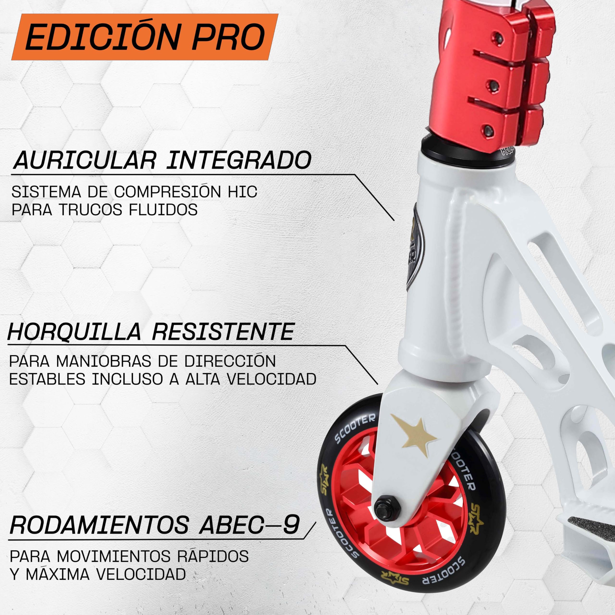 STAR SCOOTER Patinete de Acrobacias Profesional Patineta Freestyle Stunt Scooter para niños y niñas a Partir de 8 años | 110 mm Edición Pro HIC