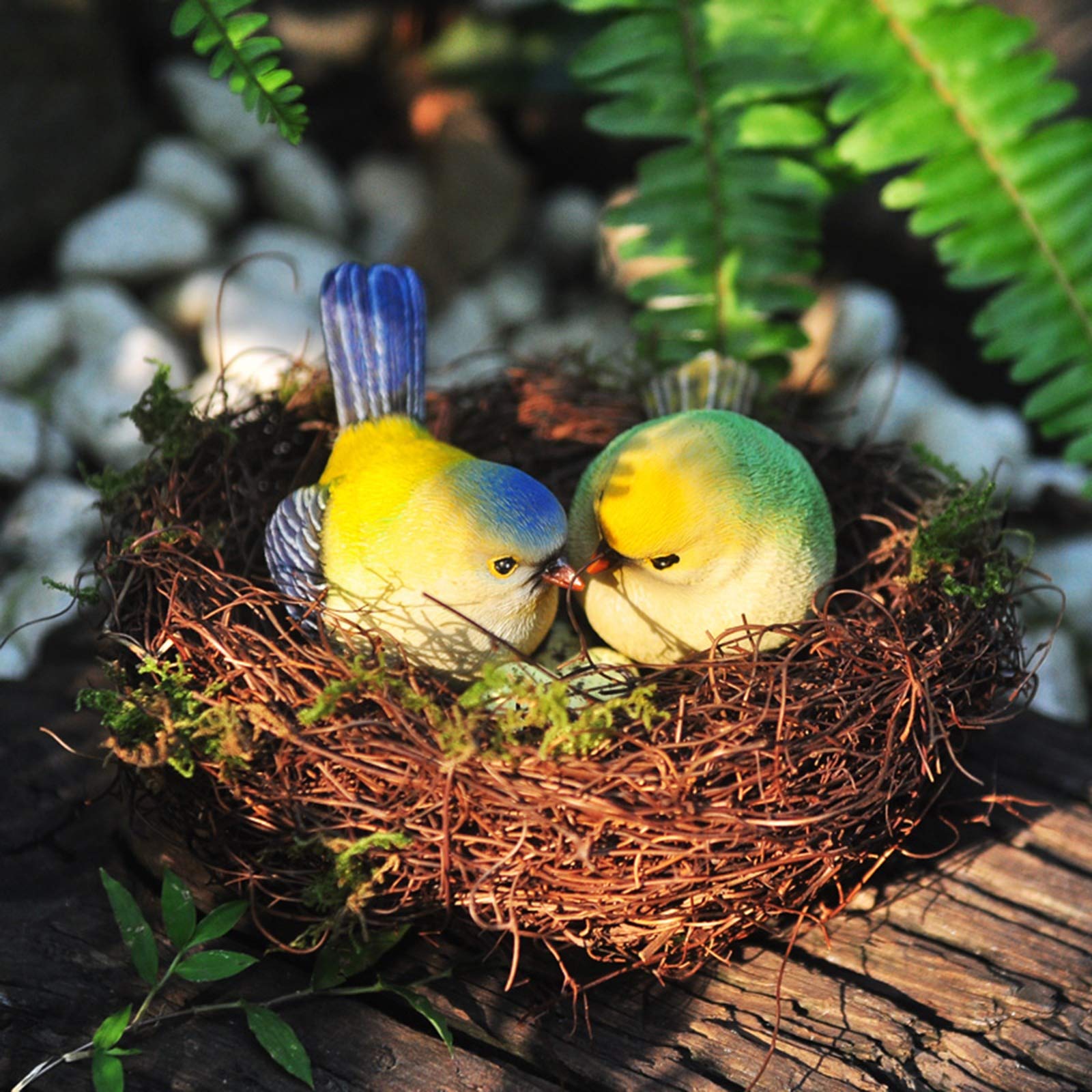 Nidi per Uccelli Nido dell'uccello Eco-Compatibile con Decorazioni Uova da Uccello, Giardino all'aperto Decorazioni per Birdhouse, Diametro 15 cm