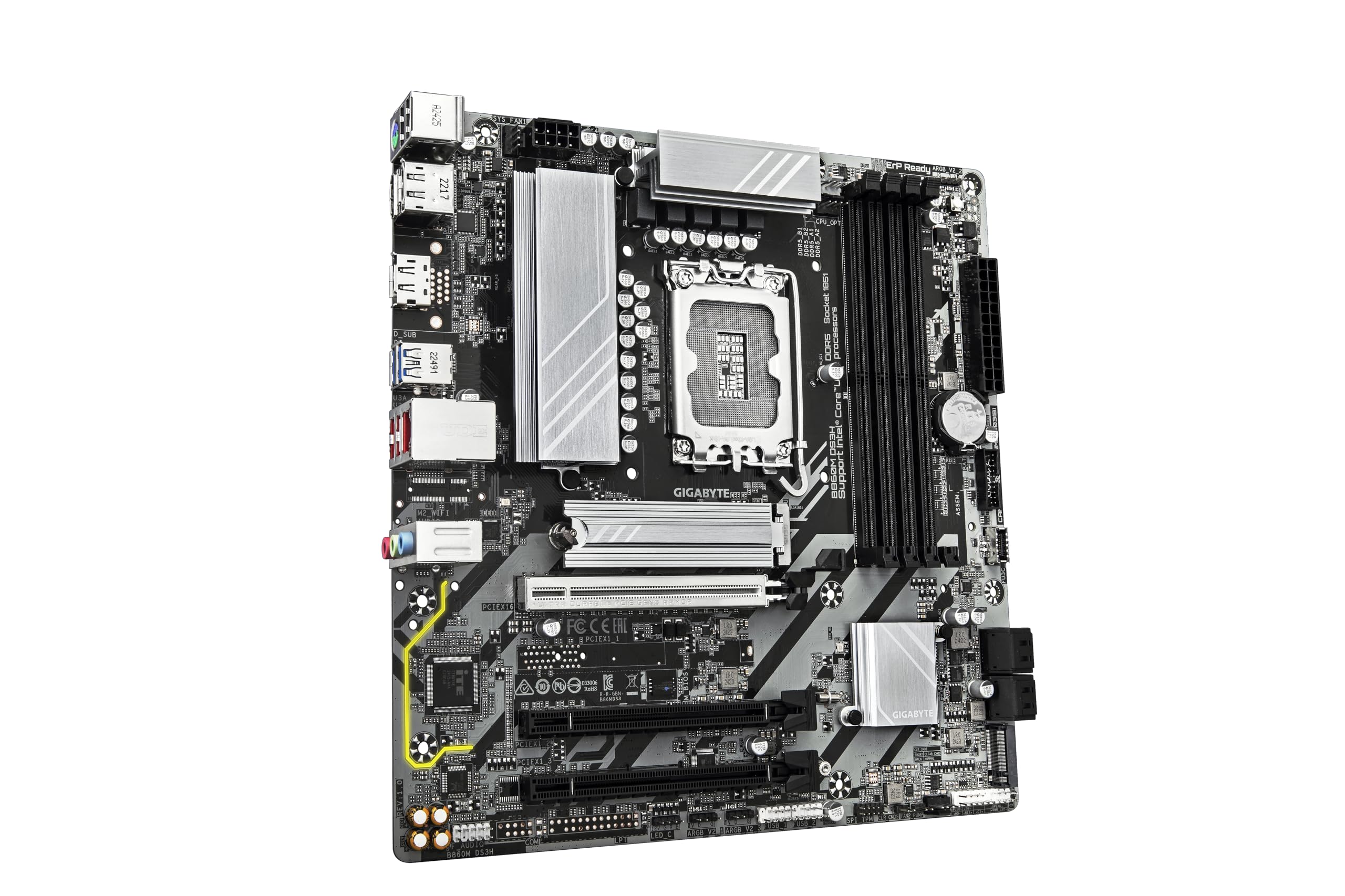 GIGABYTE Płyta główna B860M DS3H - Procesory z serii Intel Core Ultra, 5+1+2+1 fazy VRM, do 9066 MHz DDR5, 1 x PCIe 5.0 + 1 x PCIe 4.0 M.2, 2.5 GbE LAN, USB 3.2 Gen 2