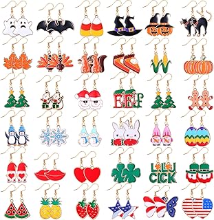 36 Pairs Holiday Earrings Variety Pack Halloween Christmas Fall Thanksgi...