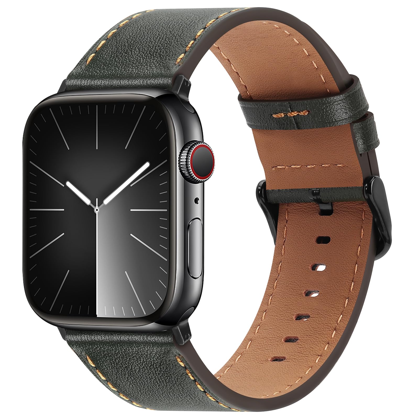 Bisikor Compatible with Apple Watch Band 49mm 46mm 45mm 44mm 42mm 41mm 40mm 38mm Genuine Leather Wristband Replacement Band for iWatch Ultra SE Series