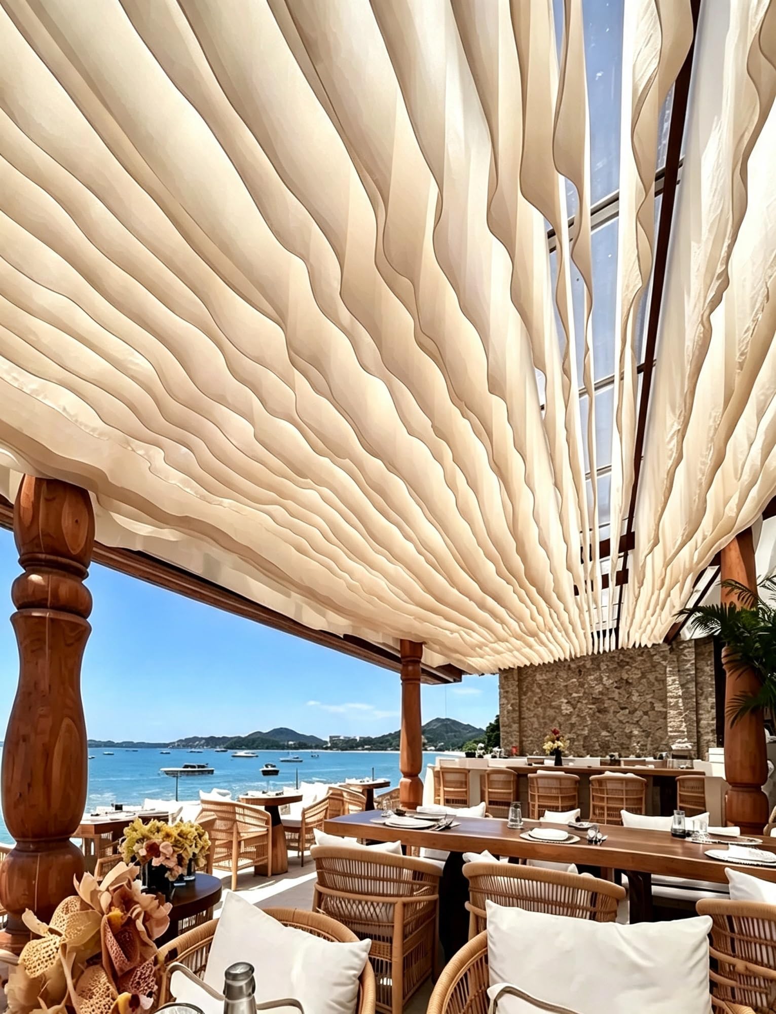 10er Pergola Stoffbahnen Hochzeit Decke Party Dekoration | Voile Stoffbahnen mit Drahtseil for Hochzeit, Events, Bühne und Garten(Flat,40x600cm/1.31x19.68ft)