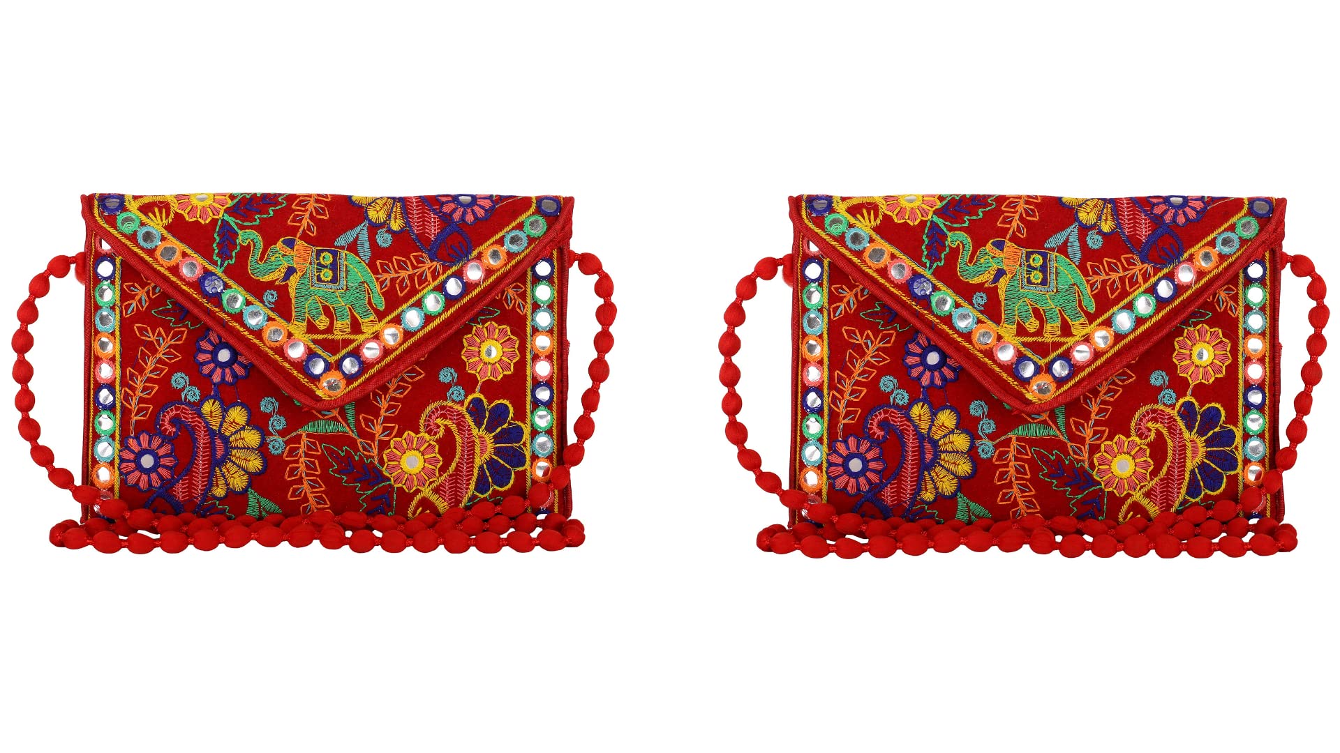 Craft TradeCraft Trade Clutch Bags for Women Jaipuri Rajasthani Handmade Embroidery Mirror Work Stylish Sling Bags for Women Cross Body Bags for Ladies and Girls - 22X16 Cm