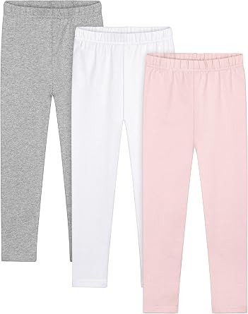 Resinta Toddler and Baby Girls Leggings Pants Full Length Cotton Basic Leggings Multipack Stretchy Soft Tights Pants