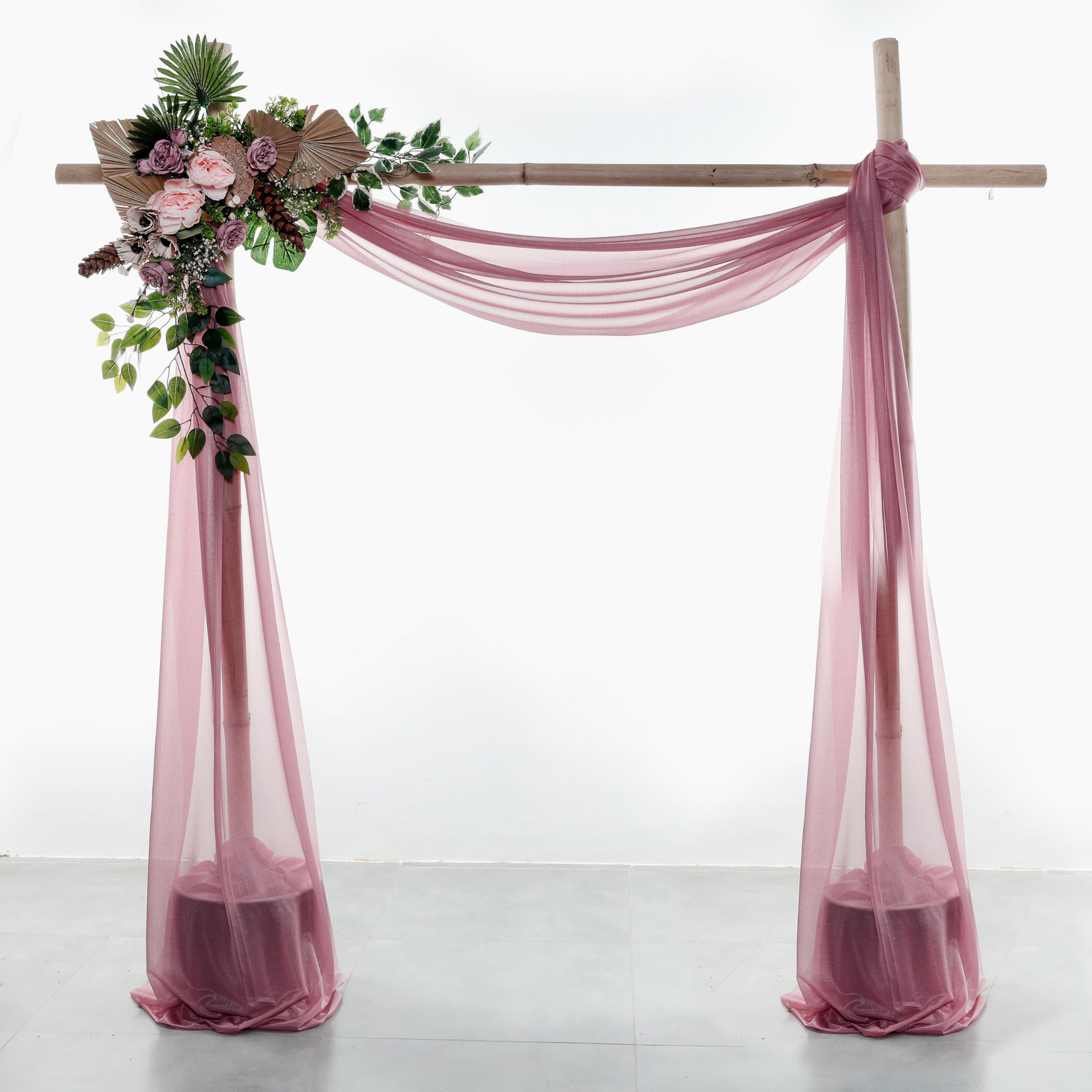 VDS Pack of 2 Panel (30 Inch X 50 Feet) Wedding Arch Draping Fabric Sheer Chiffon Fabric Drapery for Wedding Ceremony Reception Swag Backdrop Canopy Chuppah ARBO Altars Decoration (Mauva)