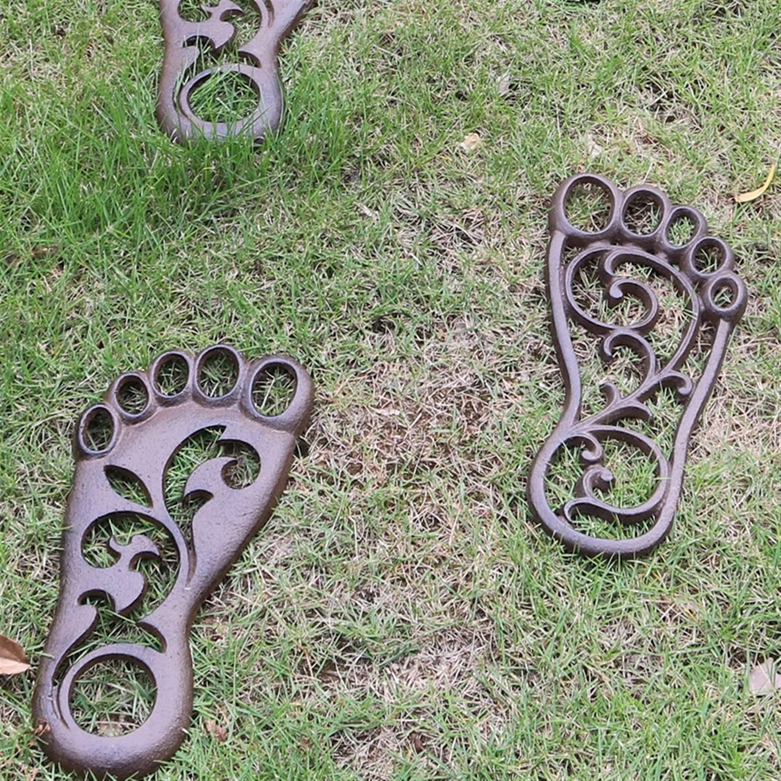 Sculture da Giardino Coppia di Ornamenti rustici retrò a Forma di Piede in ghisa con gradini per Porte, Cortili, Foyer Little Surprise
