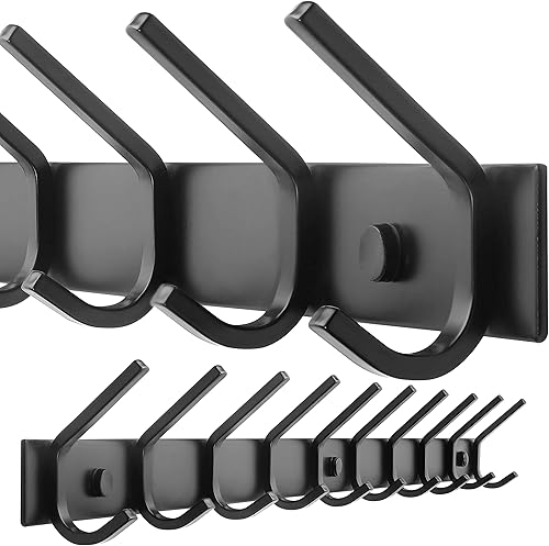 Miniatura 9 de WEBI - Percheros de pared, modernos percheros de pared con 6 ganchos para colgar abrigos, para sombreros, de metal, negro