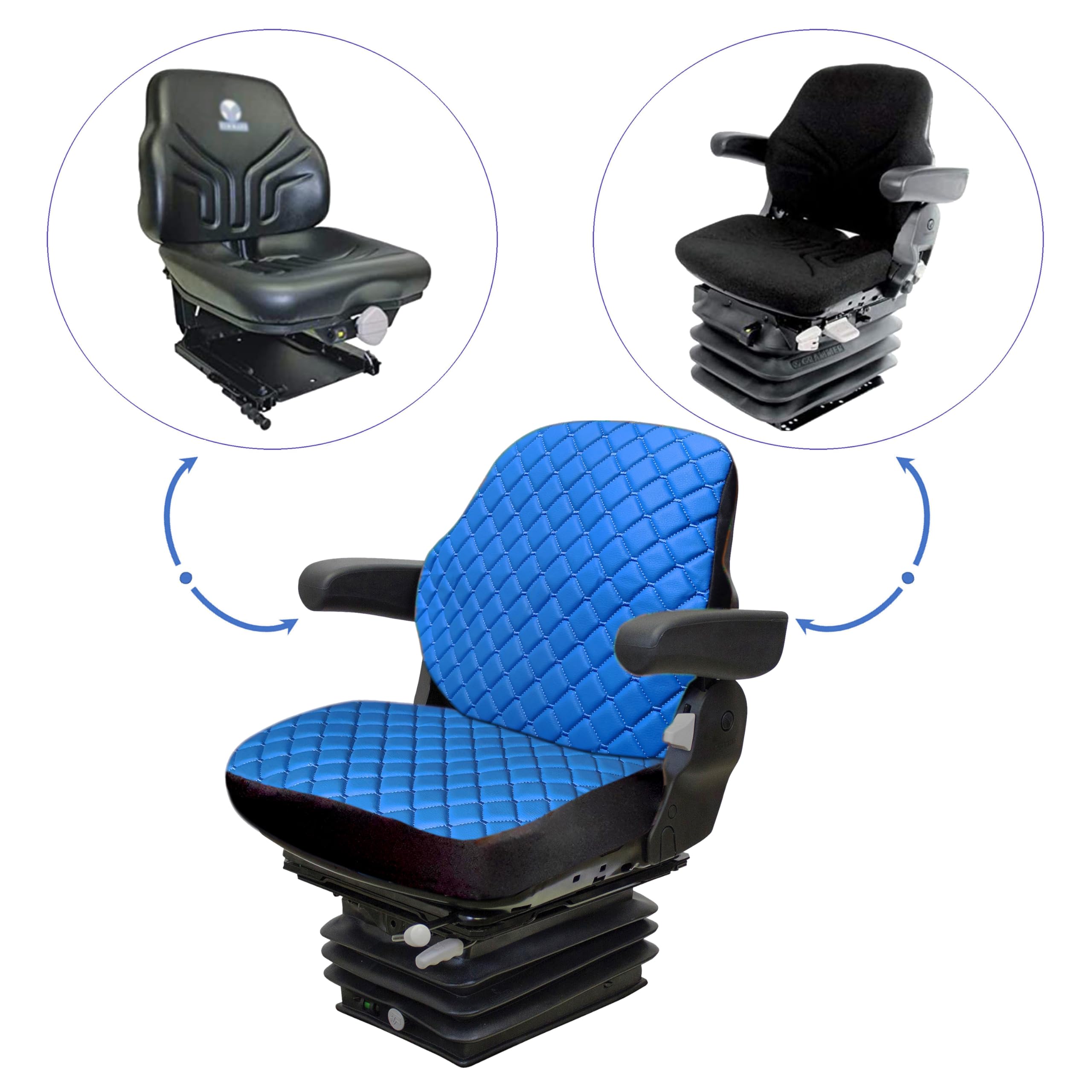 Binbir Trend Heavy Duty Tractor Seat Cover For Cabinet Tractors Without Headrest, Forklift Seat Cover, Camuflage Pattern, 8 Colors (Black Leather - View #4