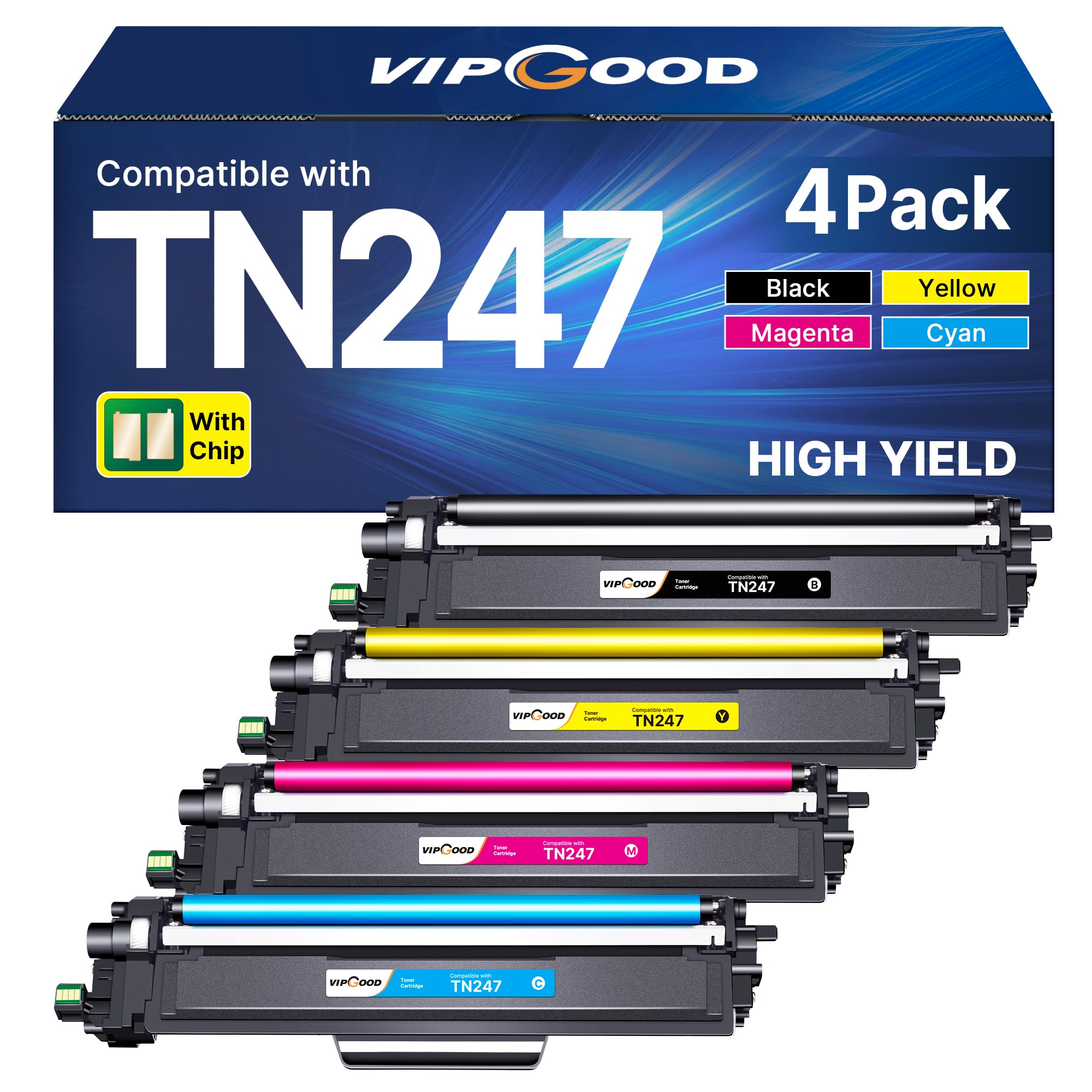 TN-243CMYK TN247 DCP-L3550CDW Cartouches de Toner MFC-l3750CDW 4-Pack | Compatible pour Brother TN243CMYK HL-L3210CW MFC-L3770CDW HL-L3230CDW MFC-L3710CW DCP-L3510CDW Noir Cyan Magenta Jaune
