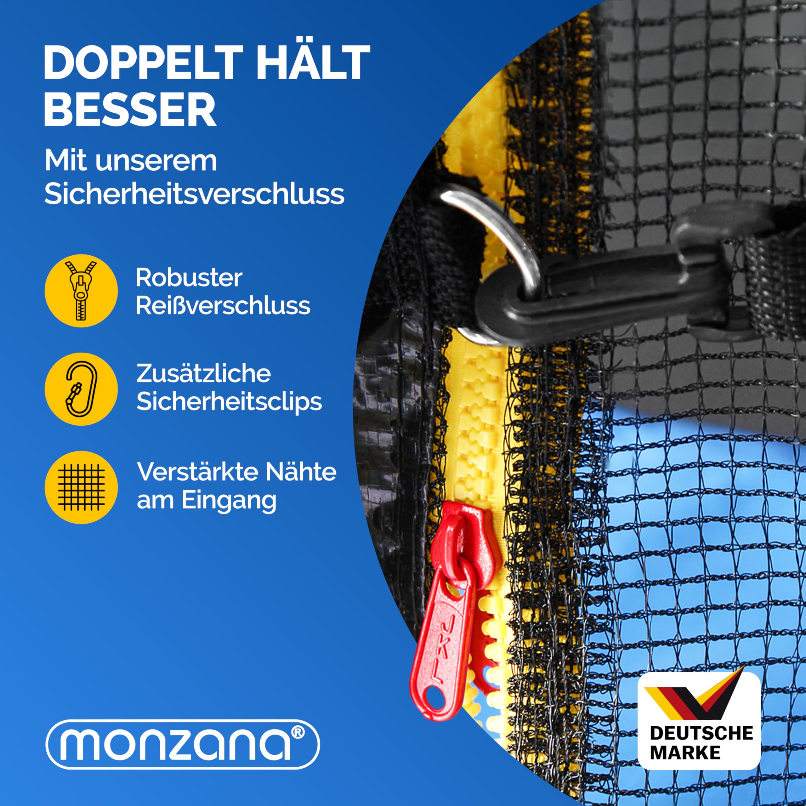 Monzana® Sicherheitsnetz Trampolin Ø 183/244/305/366/427 cm 6-8 Stangen UV-beständig Trampolinnetz Trampolinschutz