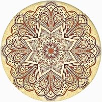 Vista 22 de Mantel redondo ajustable con borde elástico, patrón de mandala marrón en poliéster estampado oscuro, tamaño XL, se adapta a mesas redondas de hasta