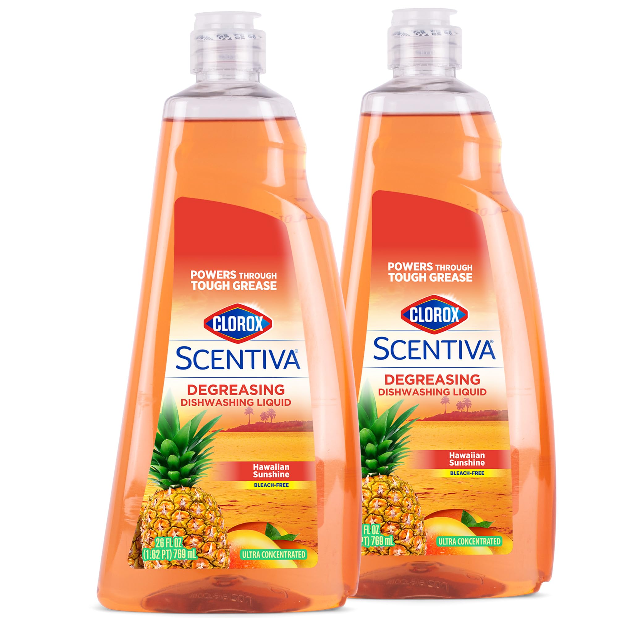 Clorox Scentiva Liquid Dish Soap, Hawaiian Sunshine Scent, 26 Fl Oz, 2-Pk