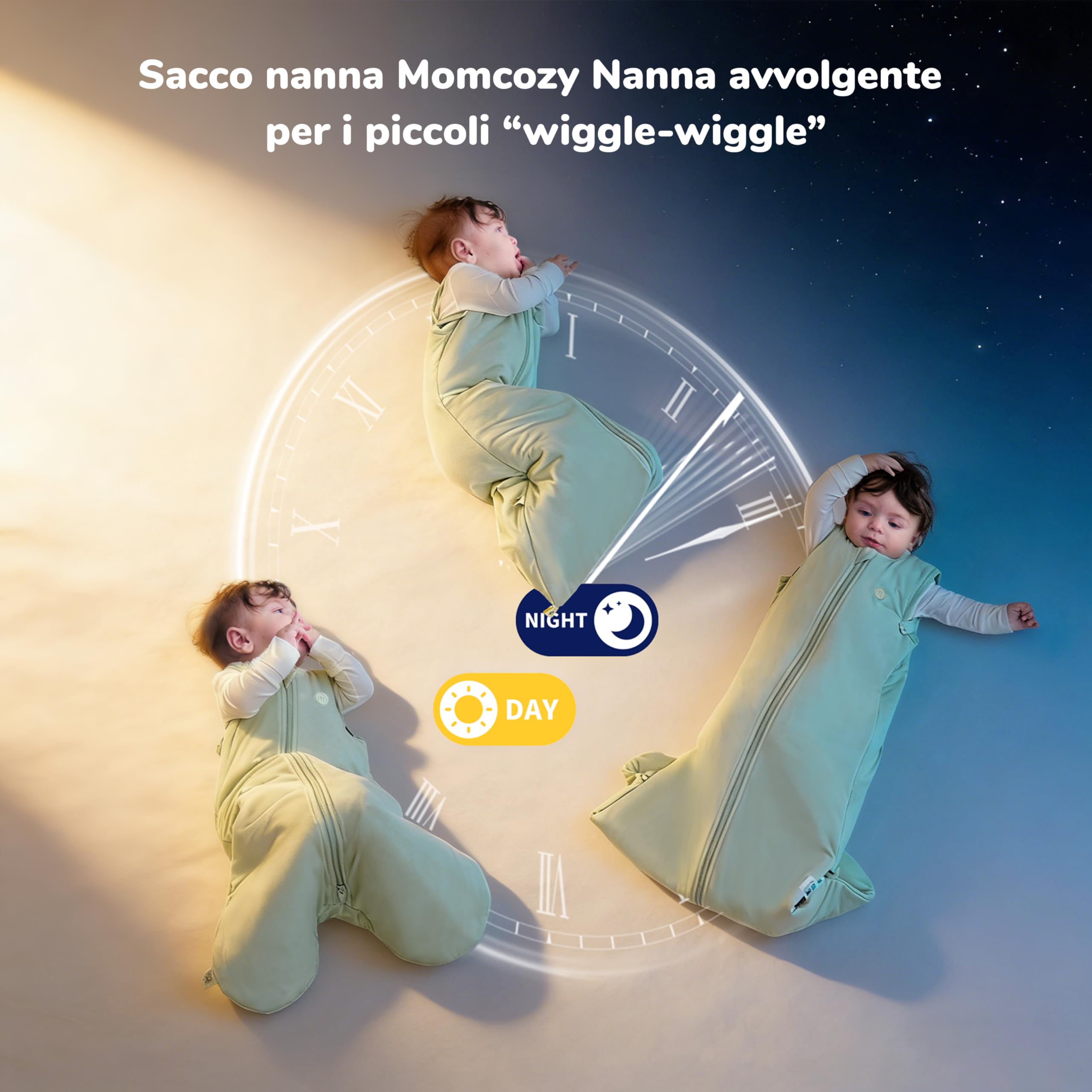 momcozy Sacco Nanna Per Bebè, 1,5 TOG In Fibra Di Bambù, SnapFit Regolabile Sotto Le Ascelle, Fondo Ampio Per Movimento Naturale, Zip A Doppio Cursore Con Protezione