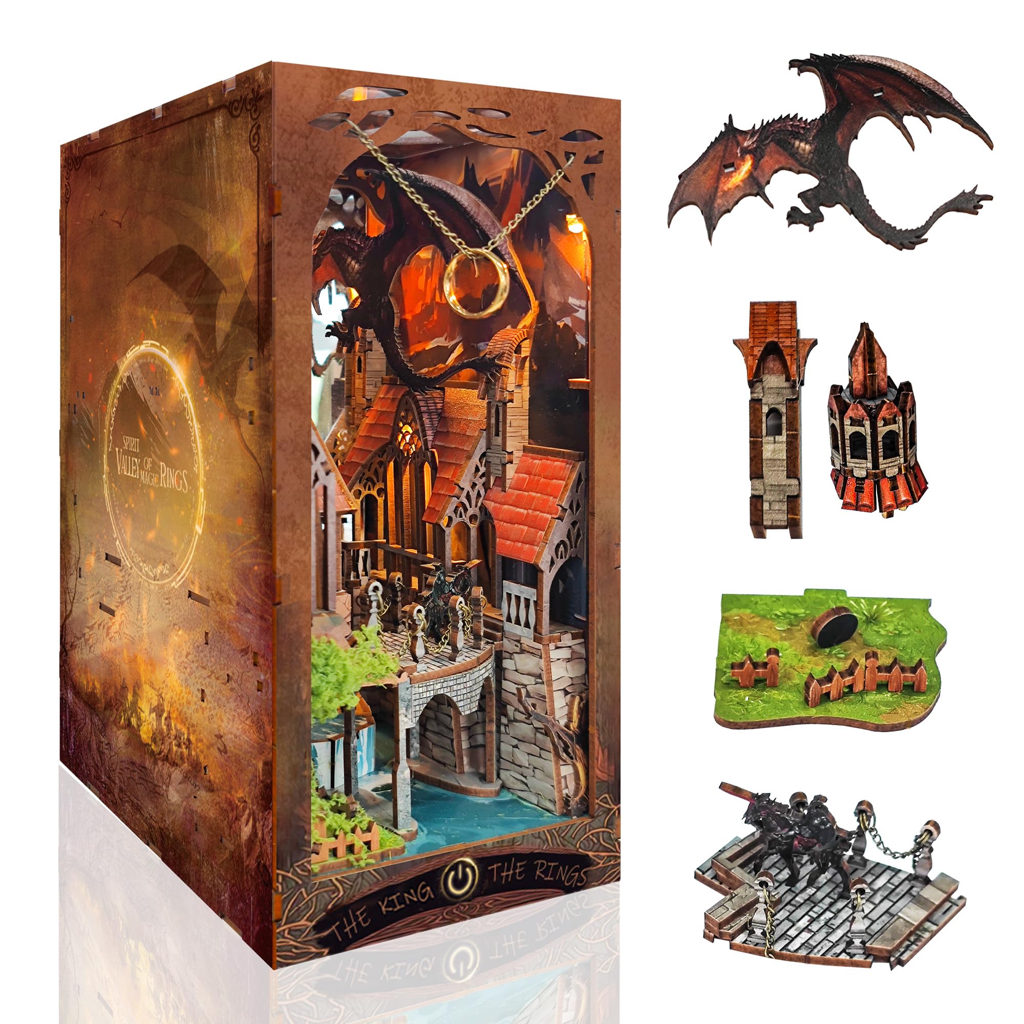 DIY Book Nook Kit, 3D Holzpuzzle Miniatur Haus Kit für Book Nook Regaleinsatz Dekoration, Magisches Buch Haus Ständer Buchstütze Puppenhaus für Erwachsene