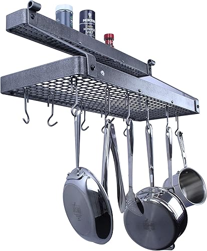 Miniatura 1 de enclume Premier Estantería Pot rack con estante de pared diseño de marcas de martillo acero