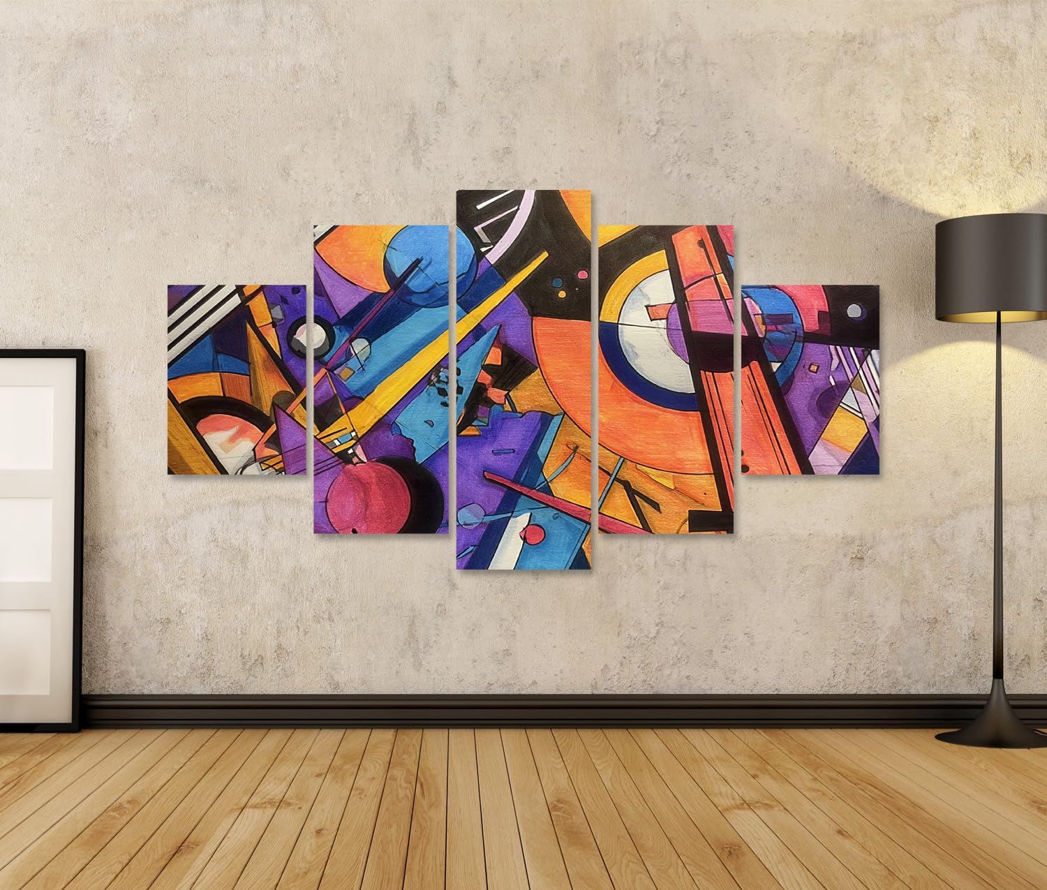 islandburner Bild auf Leinwand Faszinierende Geometrie Kunstdruck Wohnzimmer Für Kunstliebhaber - 5-teilig