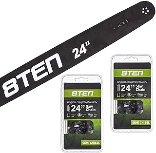 8TEN Chainsaw Guide Bar and 2 Chains for Poulan Husqvarna 365 372 Rancher 240RNDD009 72DPX084G 24 inch .050 3/8 84DL