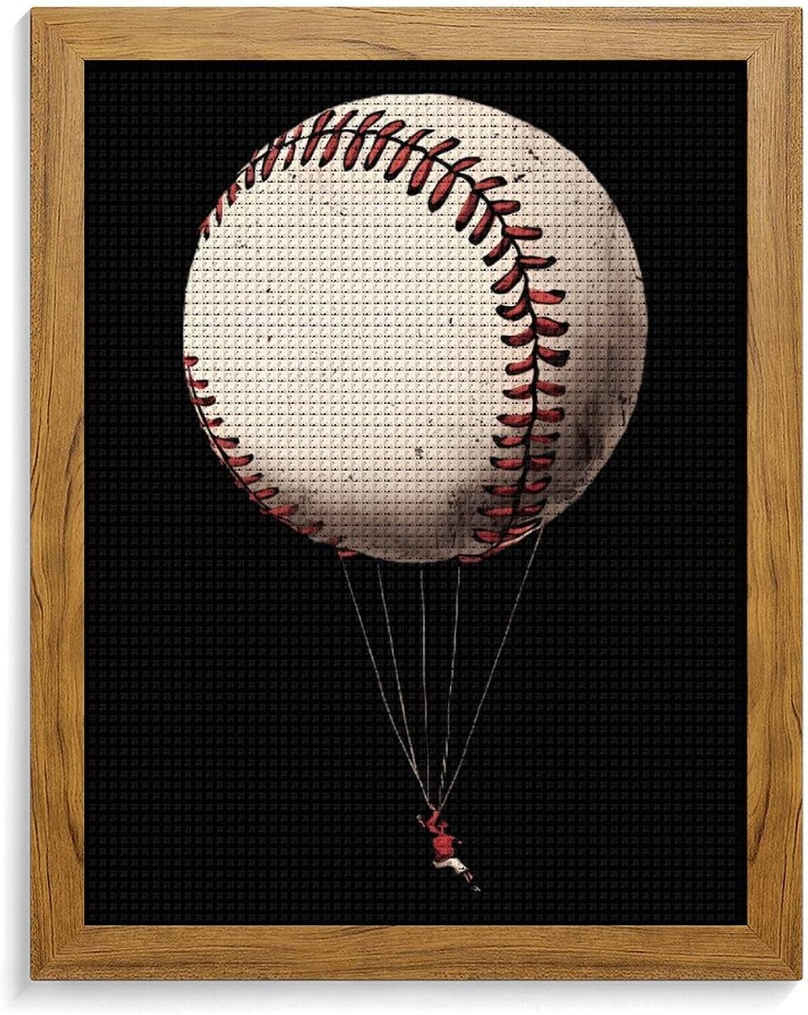 Baseball Hot Air Balloon Diamond 5D Painting Kits with Frame DIY Full Round Drill Gem Art Crafts for Home Wall Decor 16 X 20in Yellow Wood 40 * 50cm