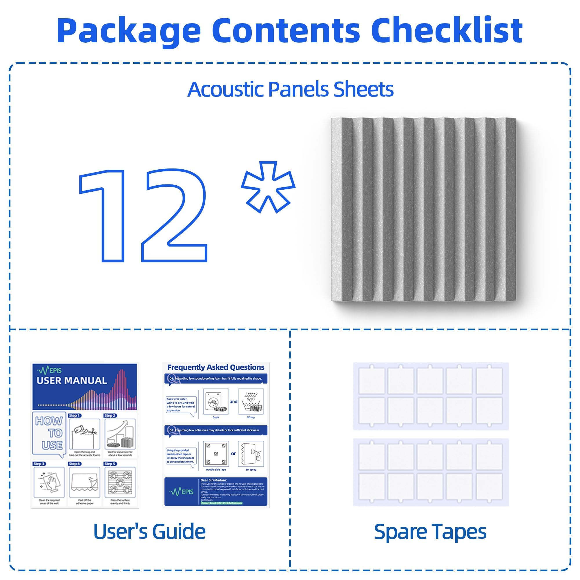 12 Pack Sound Proof Foam Panels for Wall with Self Adhesive, 3" X 12" X 12" High Density Acoustic Panels Sound Absorbing Quick-Recovery, Wedges Soundproof Wall Panels for Gaming & Studio Decor - Gray