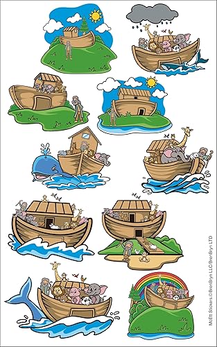Miniatura 8 de McEtt Hojas de calcomanías del Arca de Noé, lindas calcomanías de historia bíblica de animales del arca de Noé para niños pequeños y estudiantes,