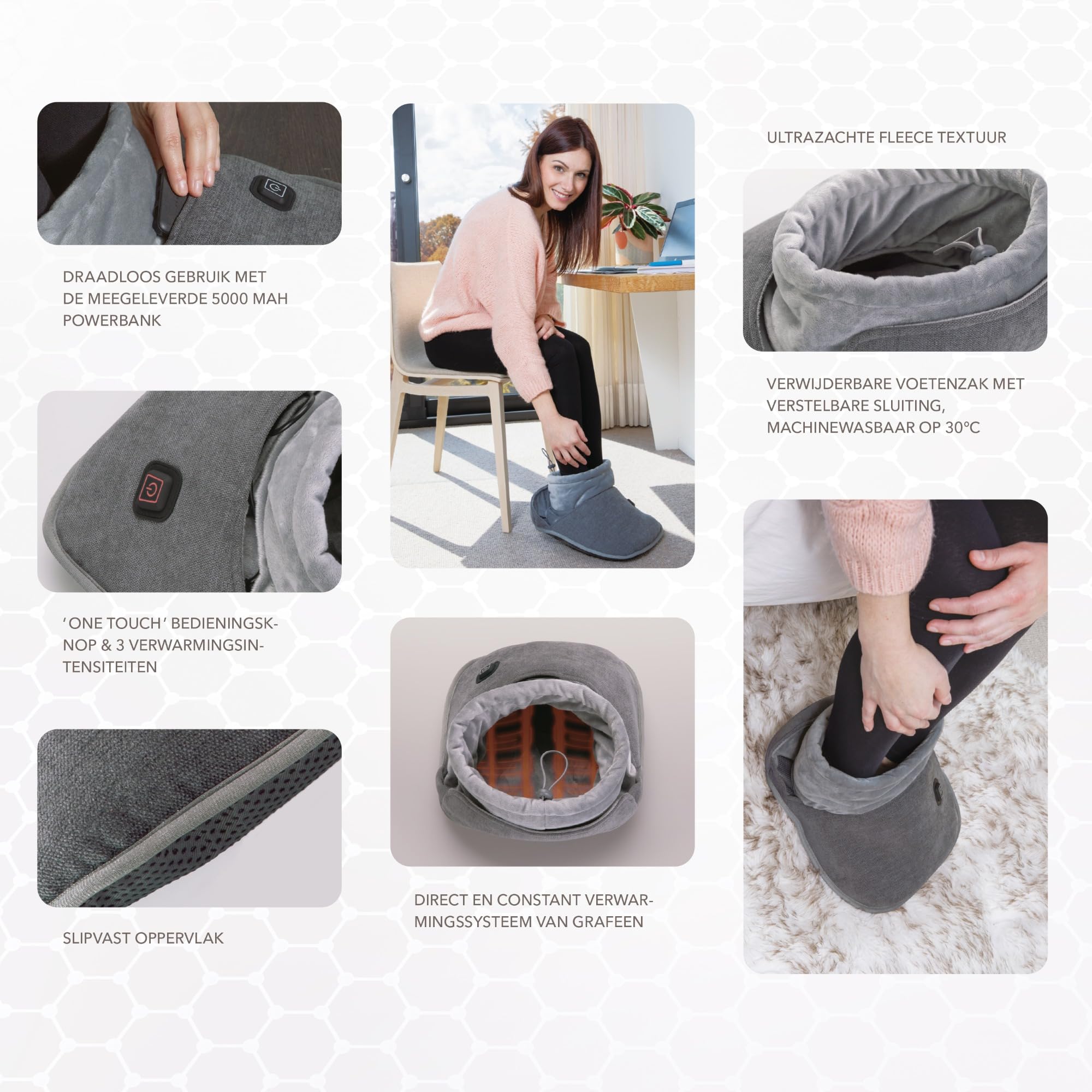 Graphene Foot Warmer - Scaldapiedi Elettrico Senza Fili - Sacco Riscaldante Grafene - Calore Gambe Inverno Ufficio - Batteria Portatile 5000mAh - Polar Ultra Suave – Hogar Sofá Confort