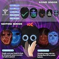 Vista 27 de Máscara LED con detección de gestos, máscara de luz para niños, hombres y mujeres, máscara LED de Halloween para disfraz y fiesta de cosplay