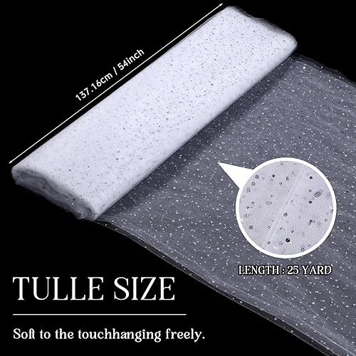 Miniatura 2 de Hosuly 54 pulgadas x 25 yardas, tela de tul con purpurina, malla de tul, rollos de malla para manualidades, vestido de princesa, capa y decoración