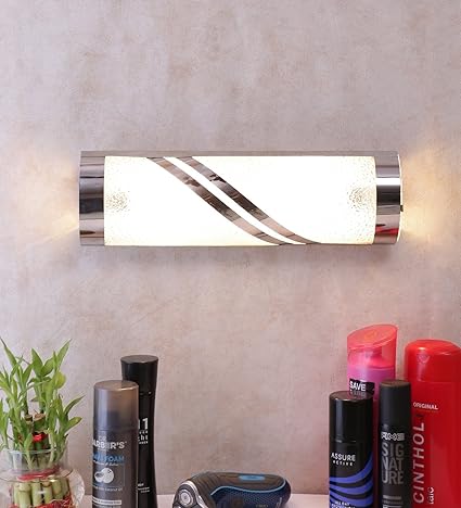 Off White Steel & Glass Bathroom Light by Devansh for Wash Basin/Mirror