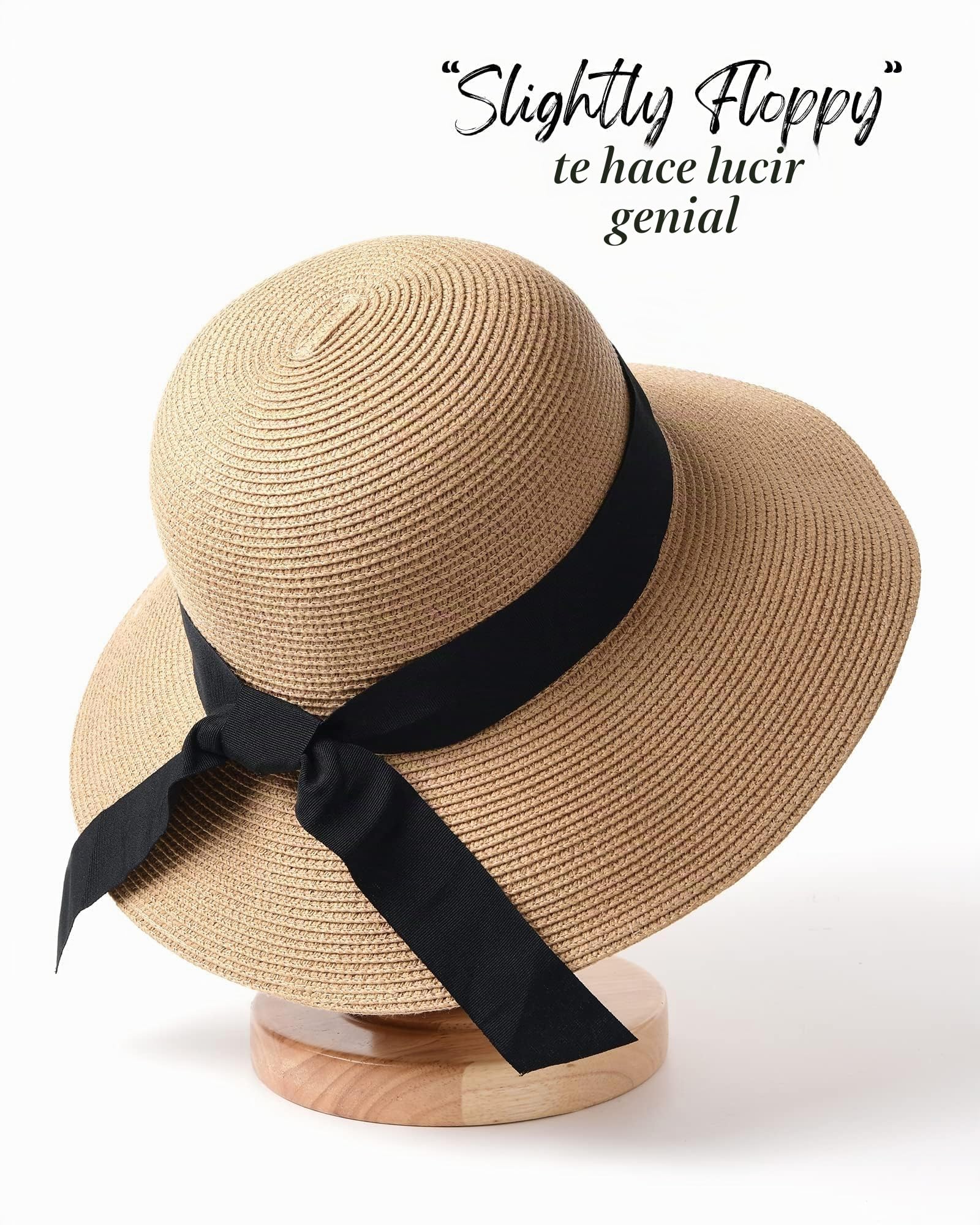 FURTALK Sombrero de Playa de Paja de ala Ancha UPF 50+ para Mujer
