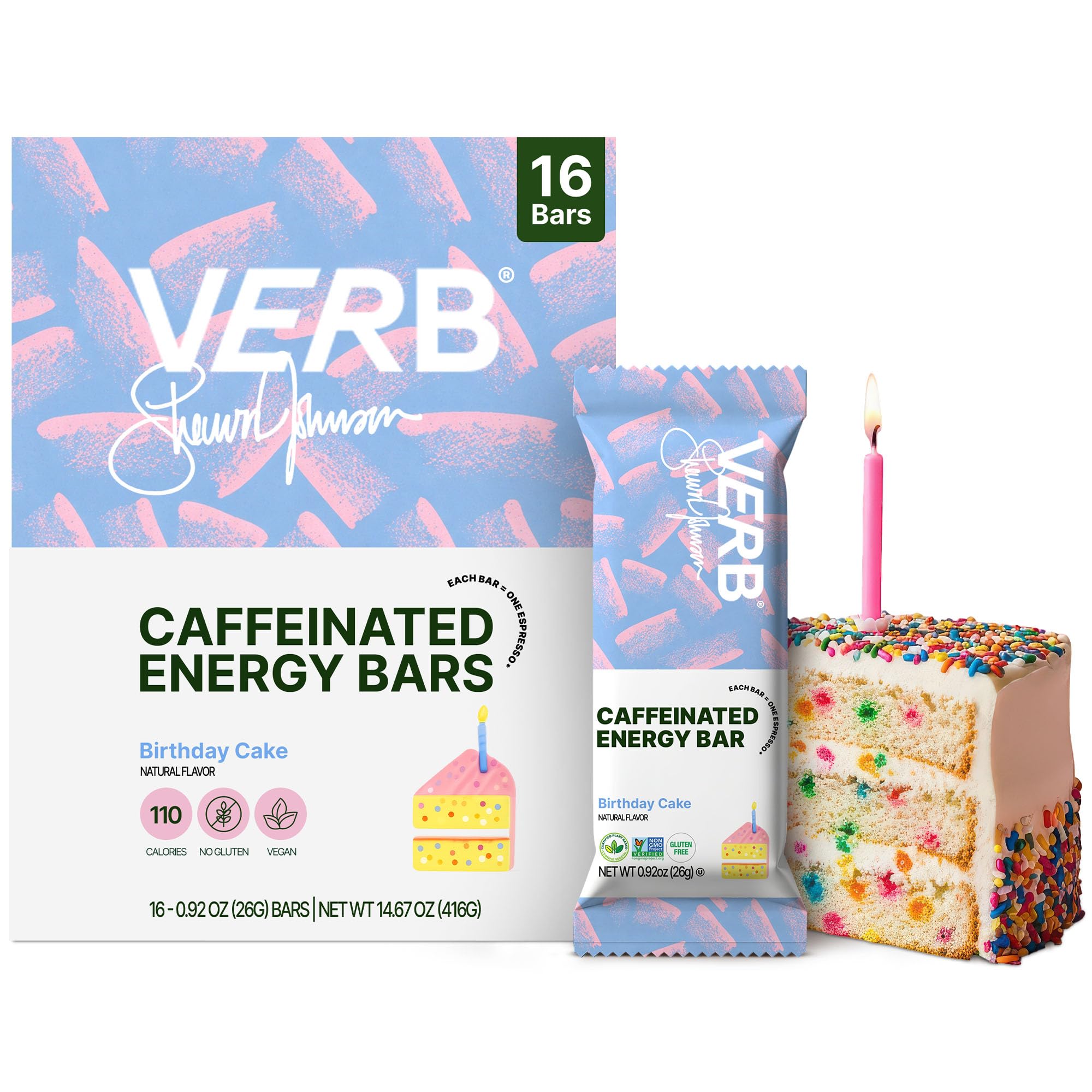 Amazon.com: Verb Caffeinated Energy Bars Birthday Cake (26g, Pack