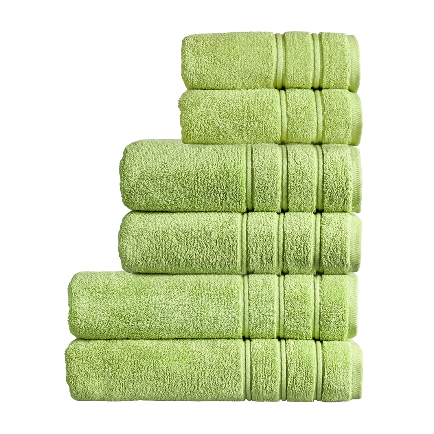Christy Fern Antalya Family Towel Set | 6 Piece | 100% Turkish Cotton | 600Gsm | Soft Plush Luxury Towel Set | 2 Bath Sheets 2 Bath Towels 2 Hand Towels | Quick Dry | Green