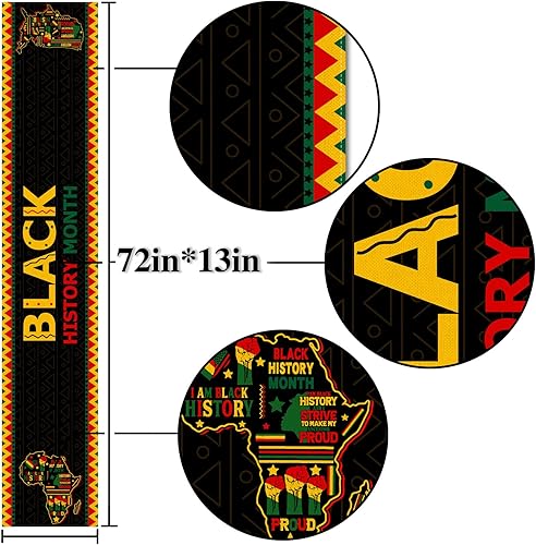 Miniatura 3 de Nepnuser Camino de mesa del mes de la historia negra, decoración de fiesta de la herencia afroamericana, febrero, libertad negra, decoración del