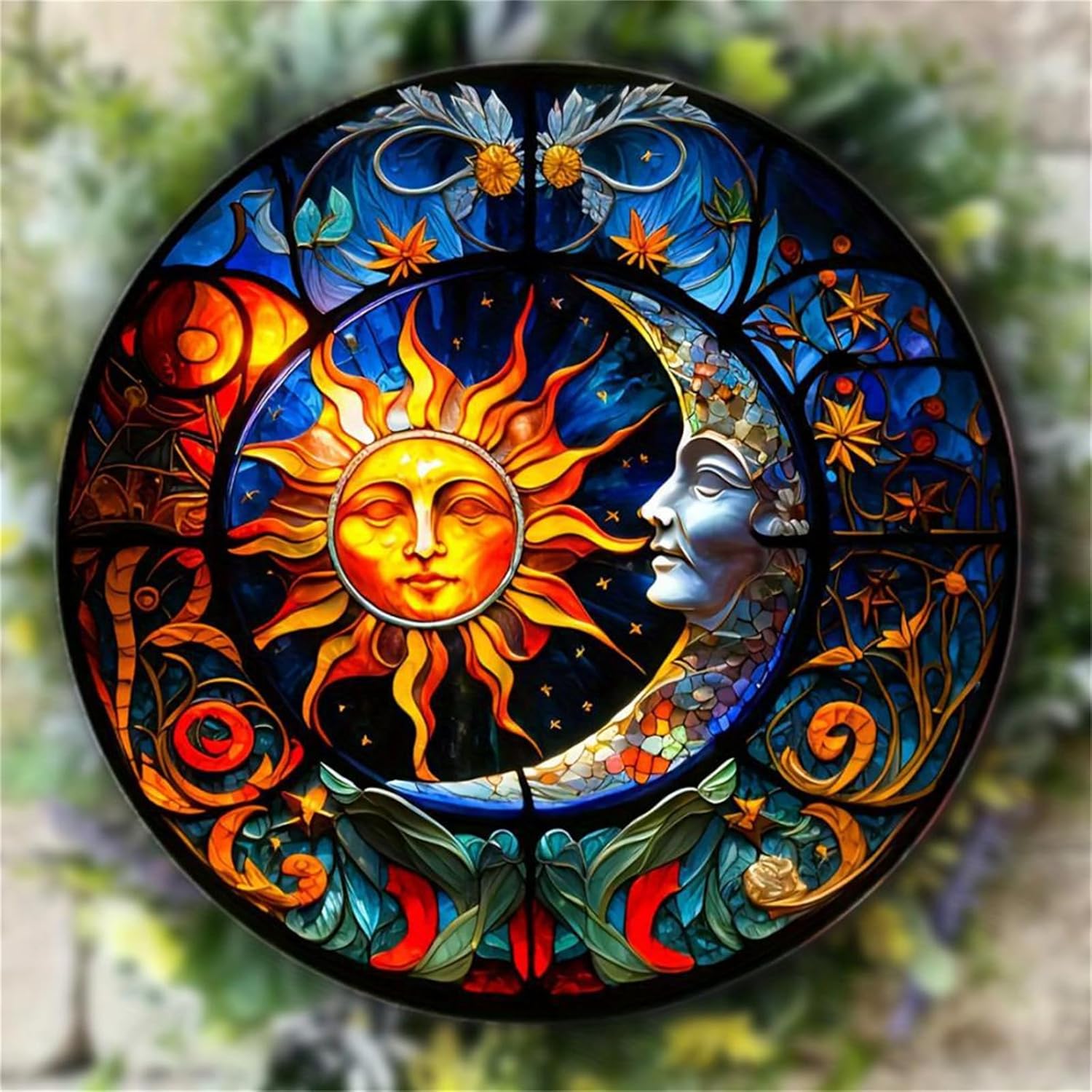 Big Sun and Moon Wall Decor Acrylic Stained Suncatchers Window Hanging Panels Bedroom Garden Kitchen Sun and Moon Wall Decor Gifts for Women Mom Grandma Teacher - Image 4