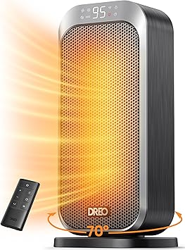DREO Quiet Space Heater, 1500W Portable Heaters for Indoor Use with Remote, 70 Oscillation, Fast and Safety Electric PTC Ceramic for Desk Office Bedroom, 12H Timer